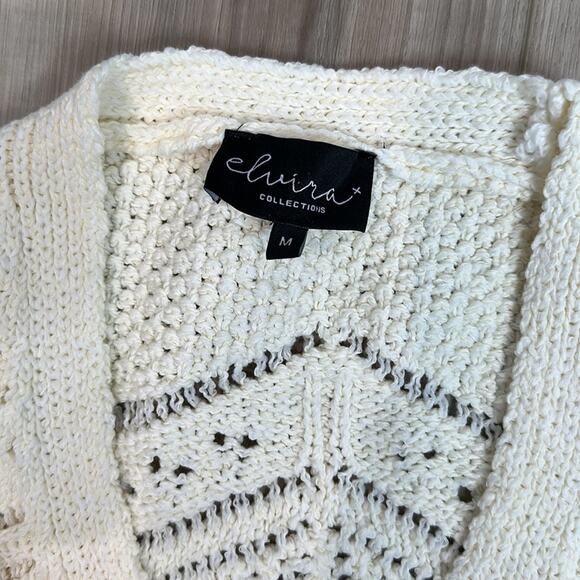 Elvira collections cream knit sweater with jeweled buttons size medium - Picture 4 of 8